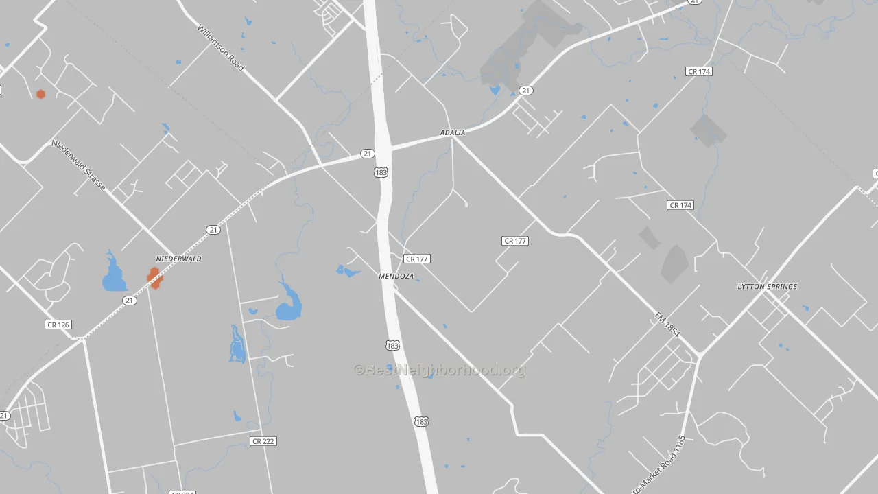 Bike Grade map of Mendoza, TX