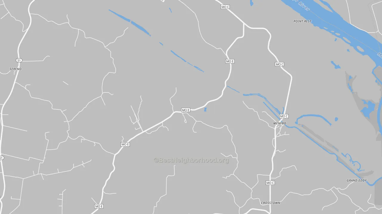 Bike Grade map of Menfro, MO