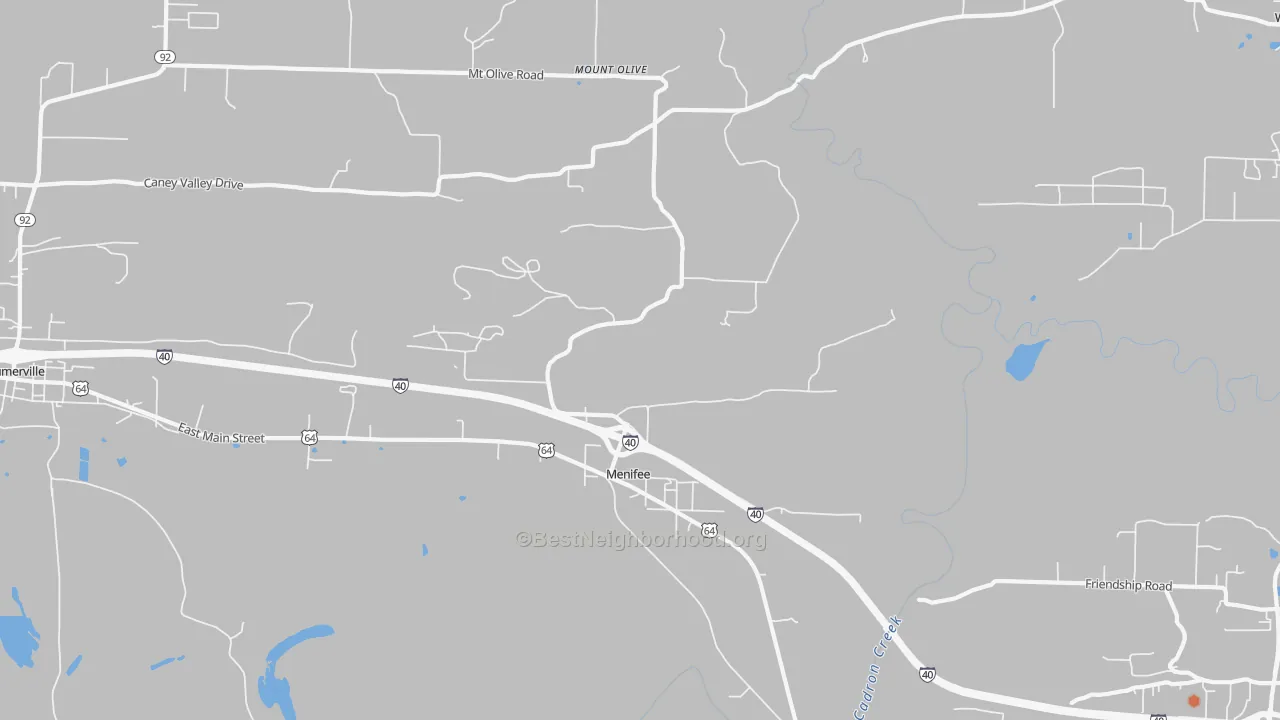 Bike Grade map of Menifee, AR