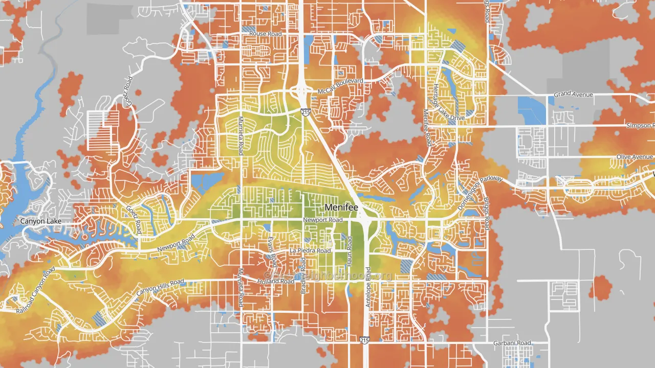 Bike Grade map of Menifee, CA