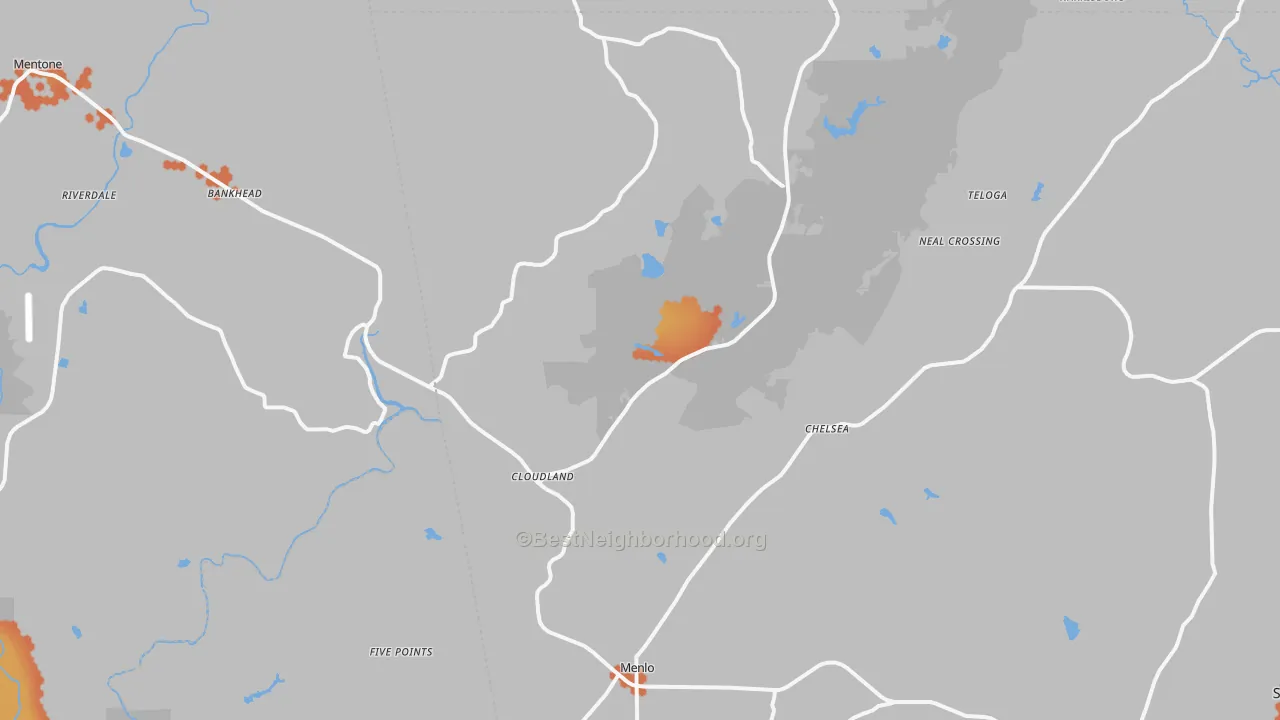 Bike Grade map of Menlo, GA