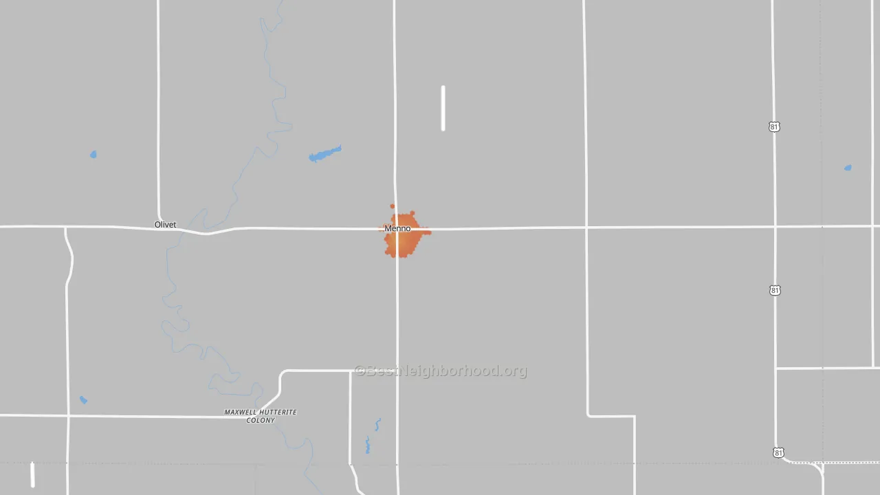 Bike Grade map of Menno, SD