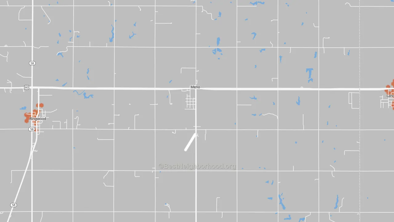 Bike Grade map of Meno, OK