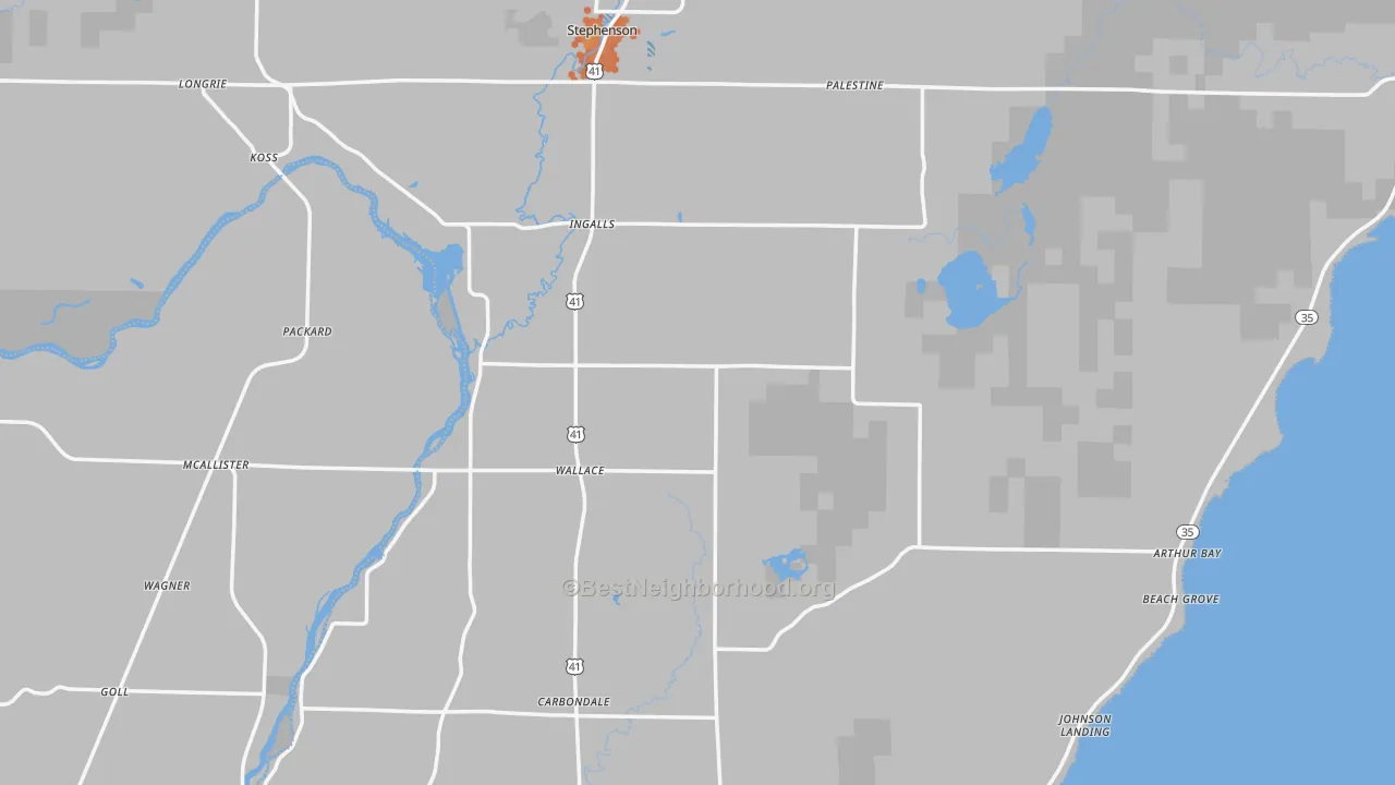 Bike Grade map of Menominee County, MI