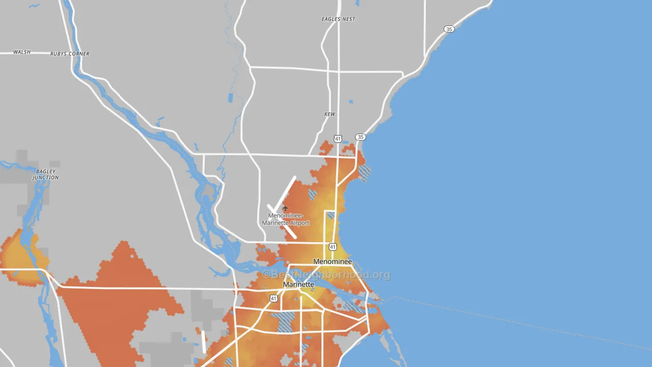 Bike Grade map of Menominee, MI