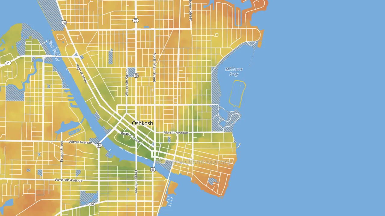 Bike Grade map of Menominee South, Oshkosh, WI