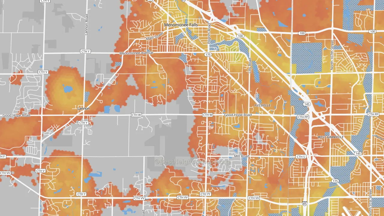 Bike Grade map of Menomonee Falls, WI