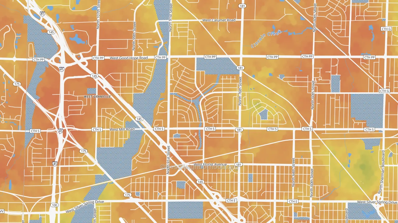 Bike Grade map of Menomonee River Hills, Milwaukee, WI