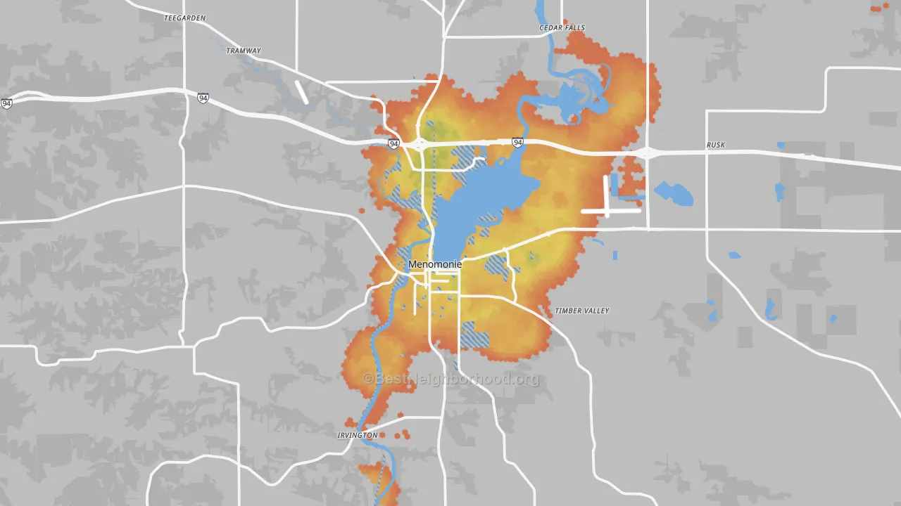 Bike Grade map of Menomonie, WI