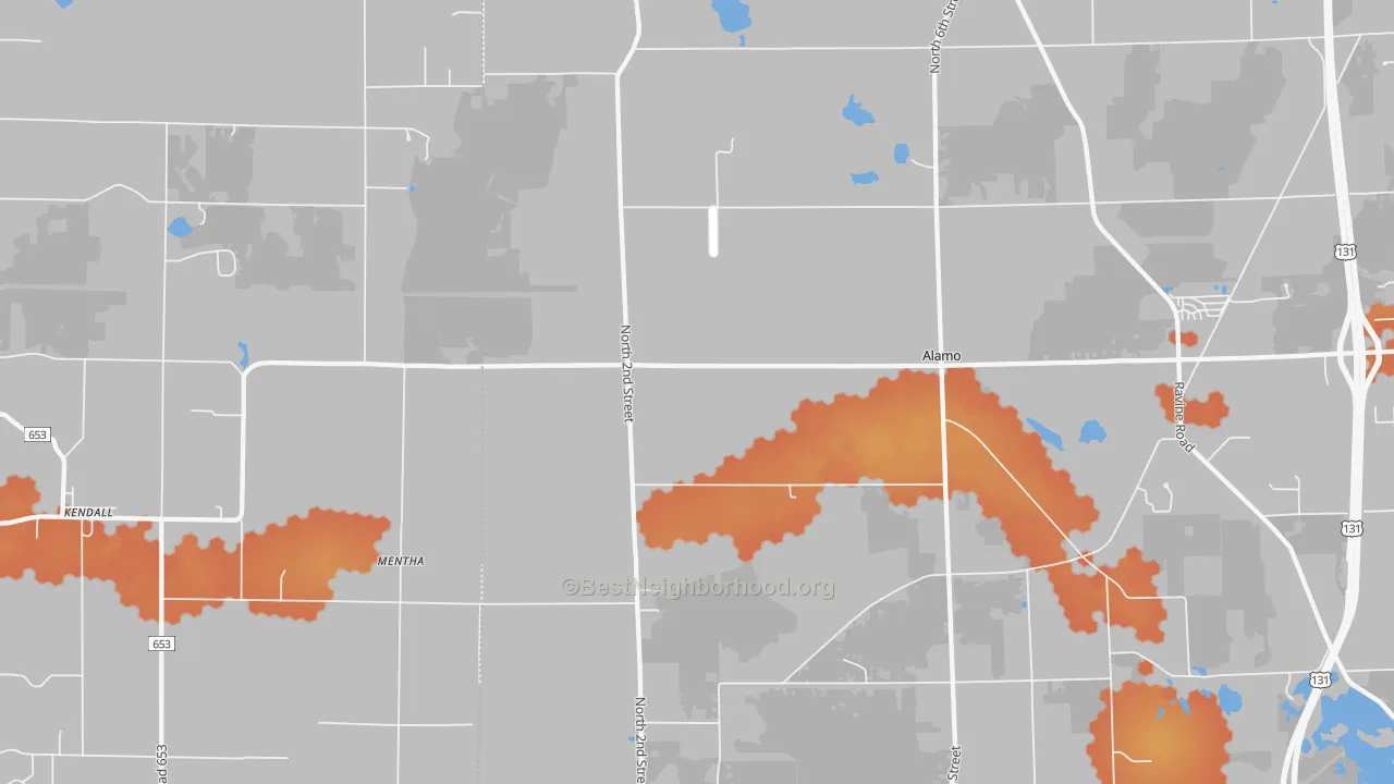Bike Grade map of Mentha, MI