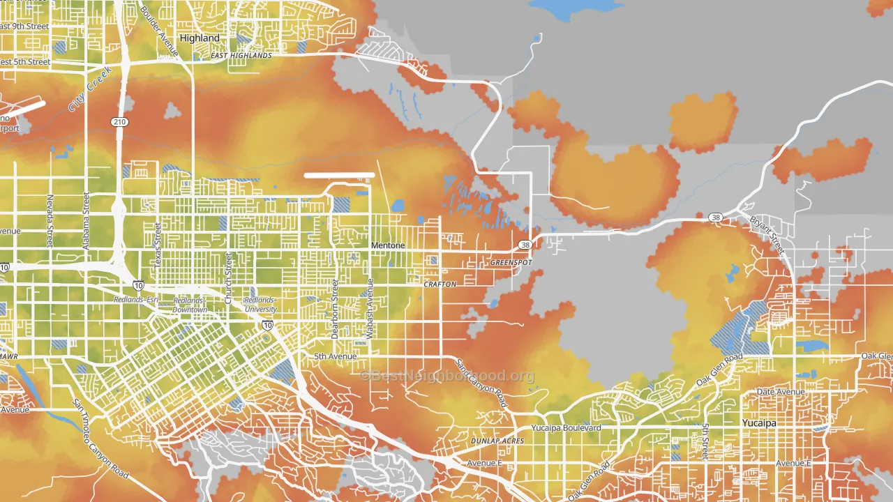 Bike Grade map of Mentone, CA