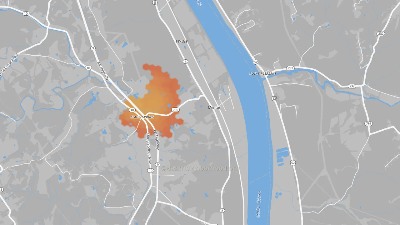 Bike Grade map of Mentor, KY