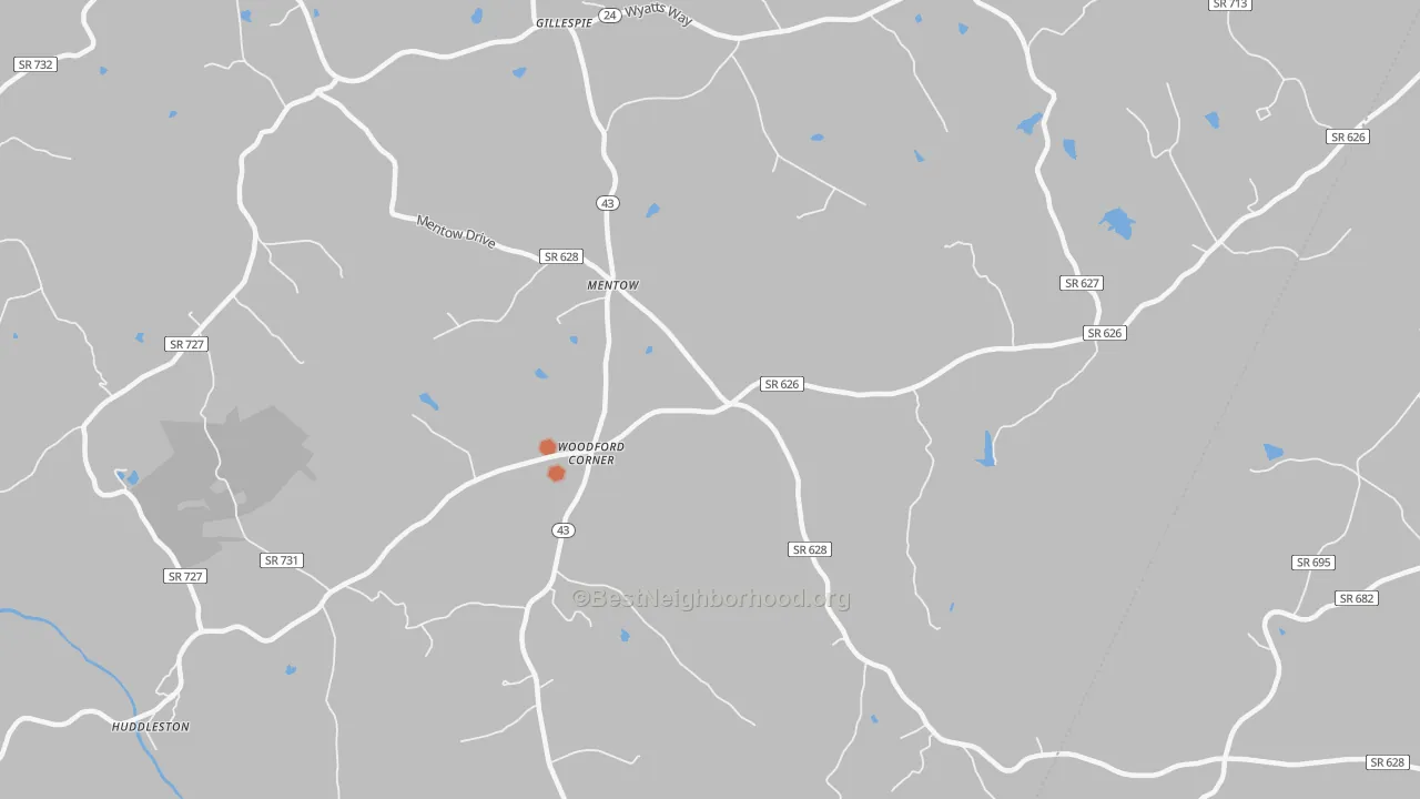 Bike Grade map of Mentow, VA