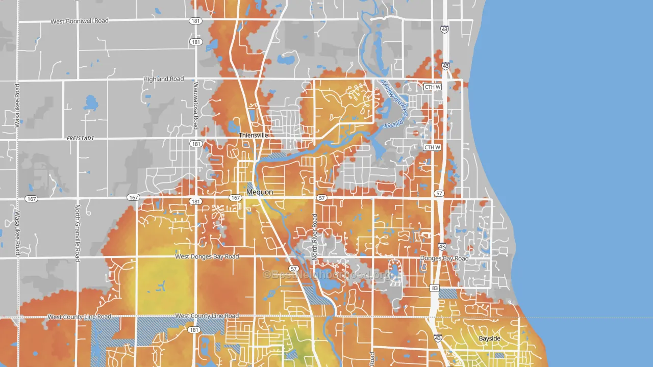 Bike Grade map of Mequon, WI