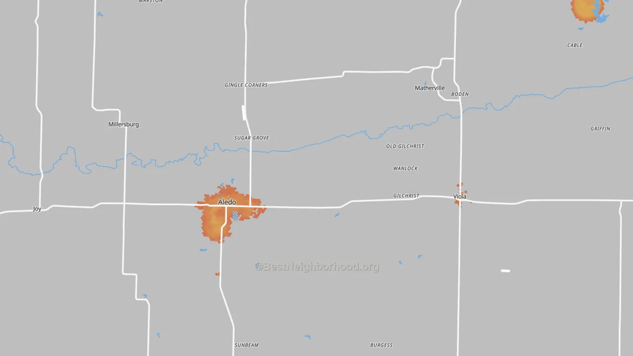 Bike Grade map of Mercer County, IL