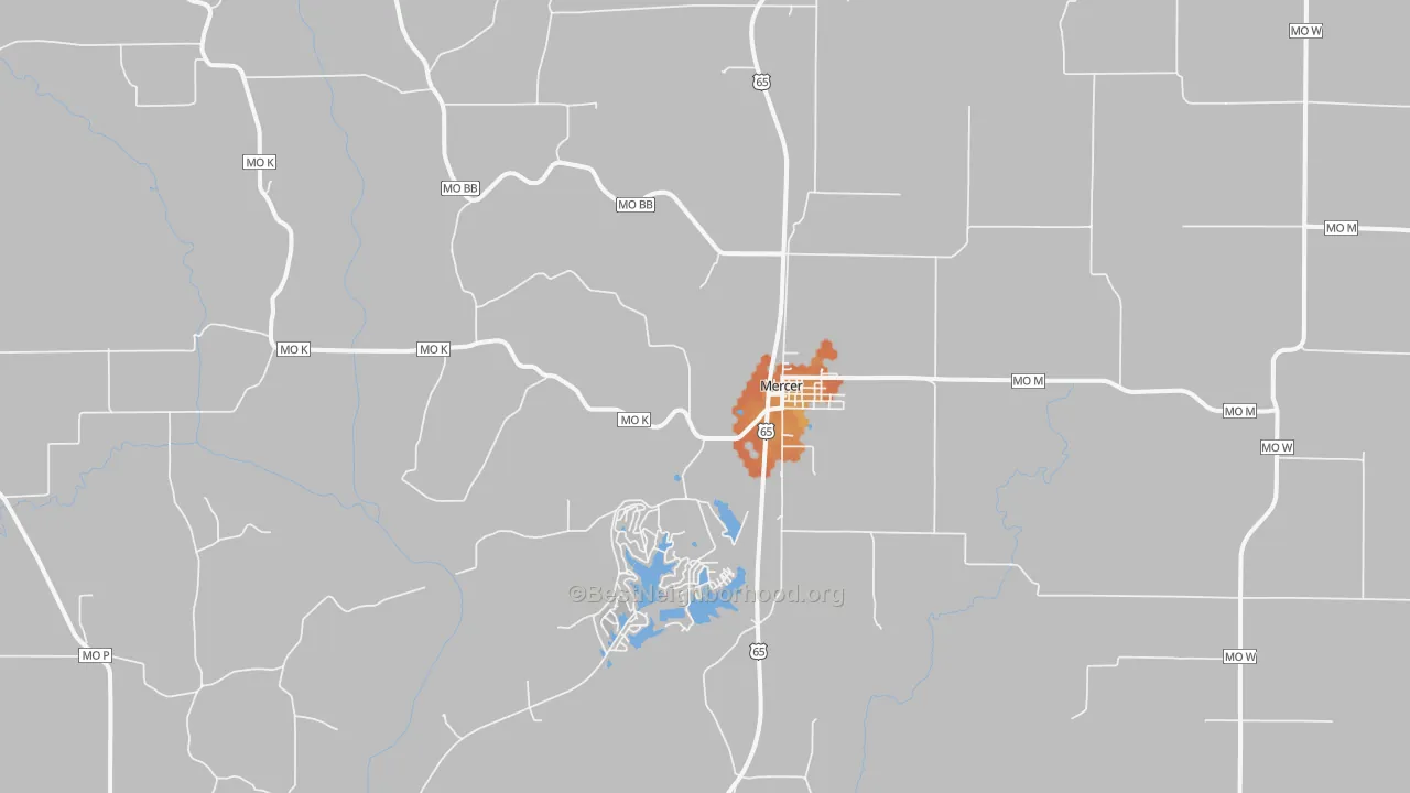 Bike Grade map of Mercer, MO