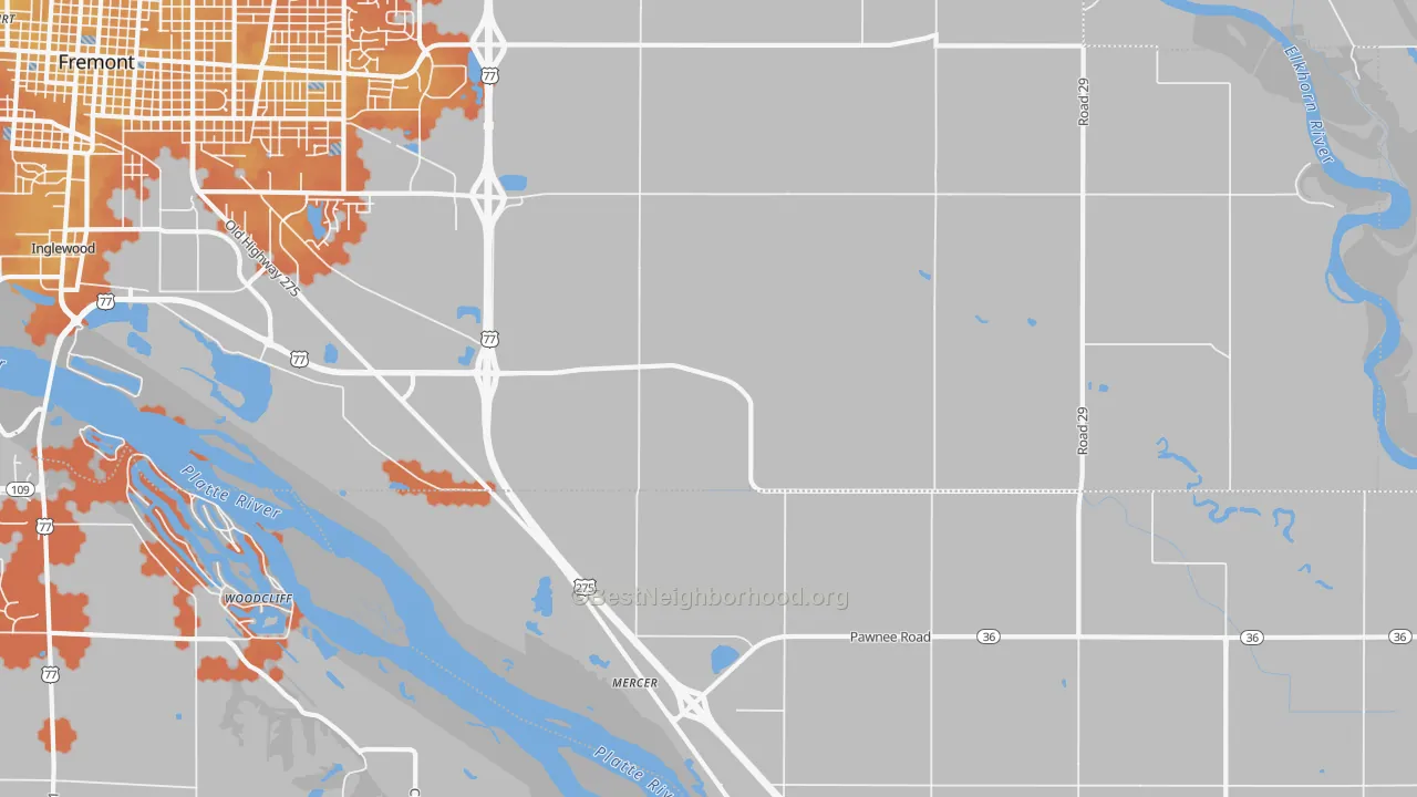 Bike Grade map of Mercer, NE