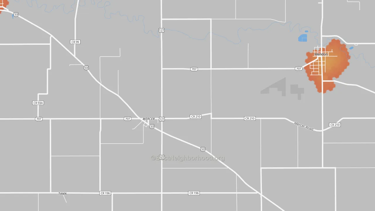 Bike Grade map of Mercer, OH