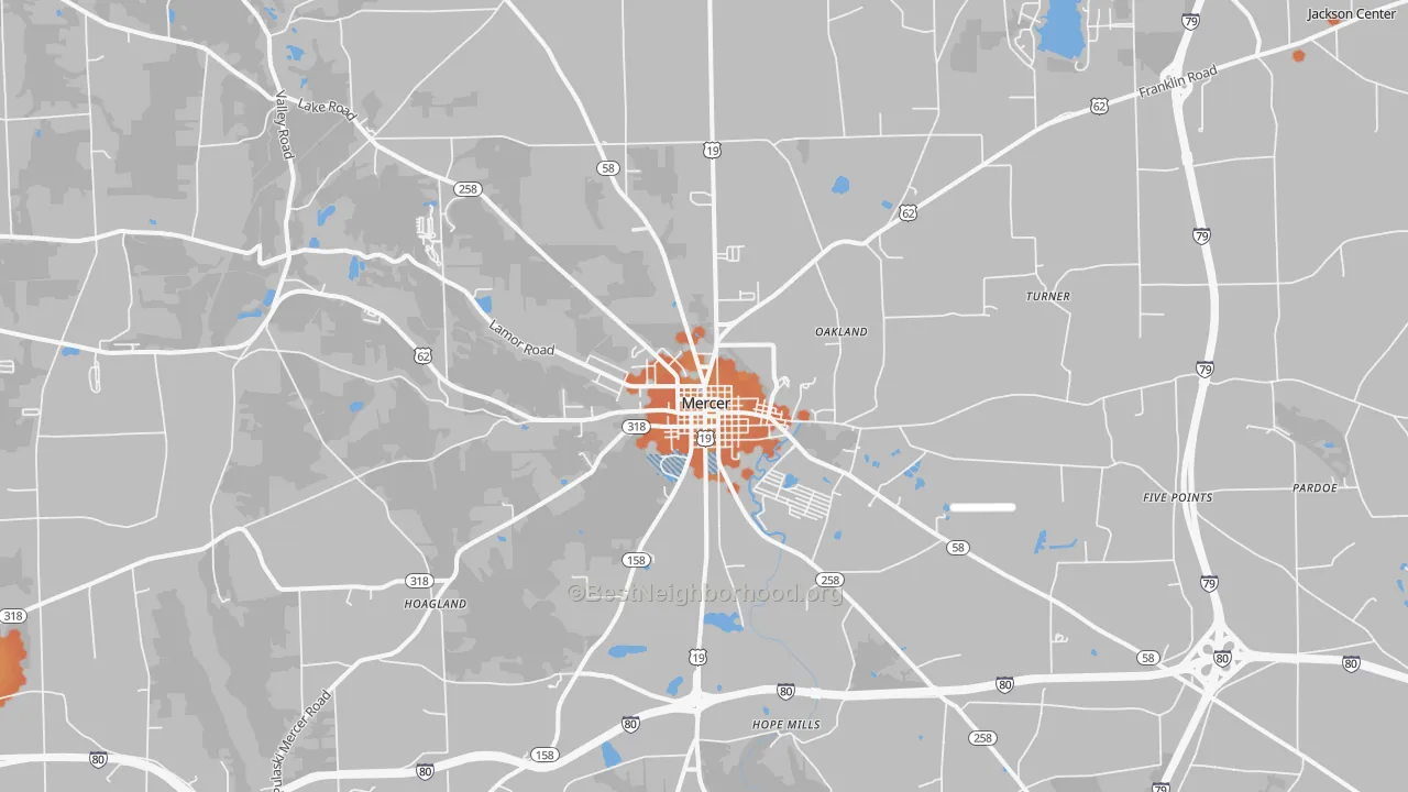 Bike Grade map of Mercer, PA