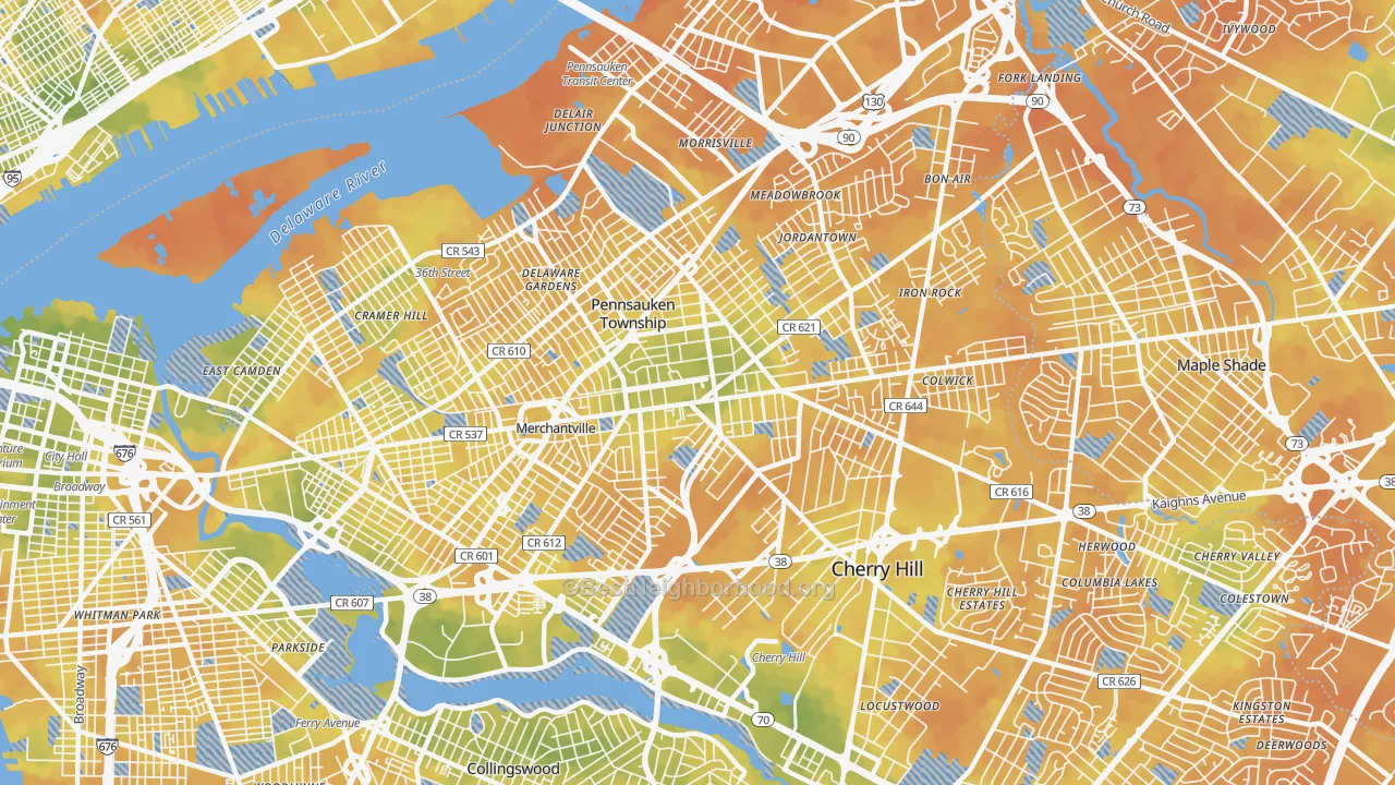 Bike Grade map of Merchantville, NJ