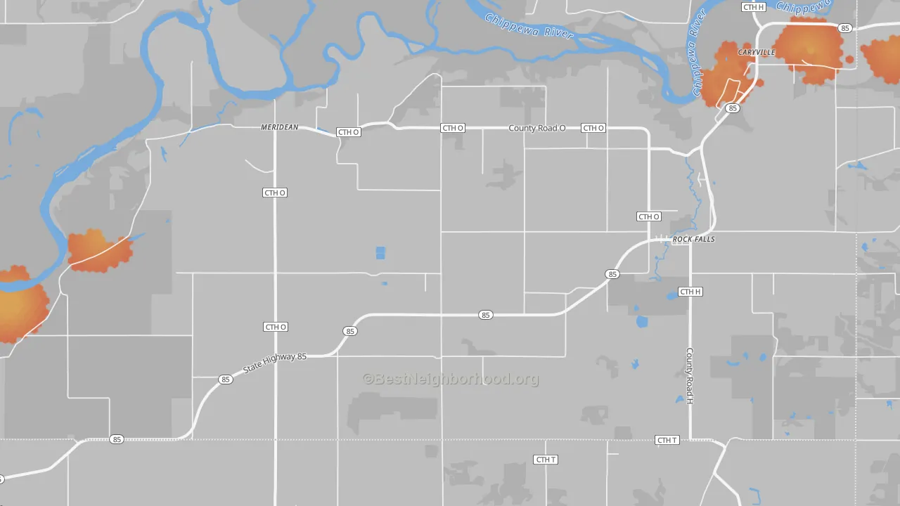 Bike Grade map of Meridean, WI