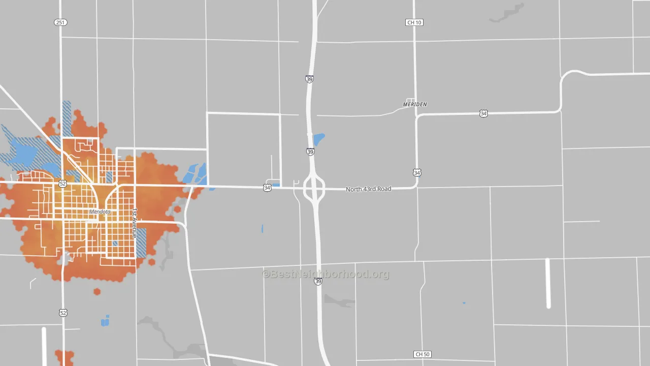 Bike Grade map of Meriden, IL