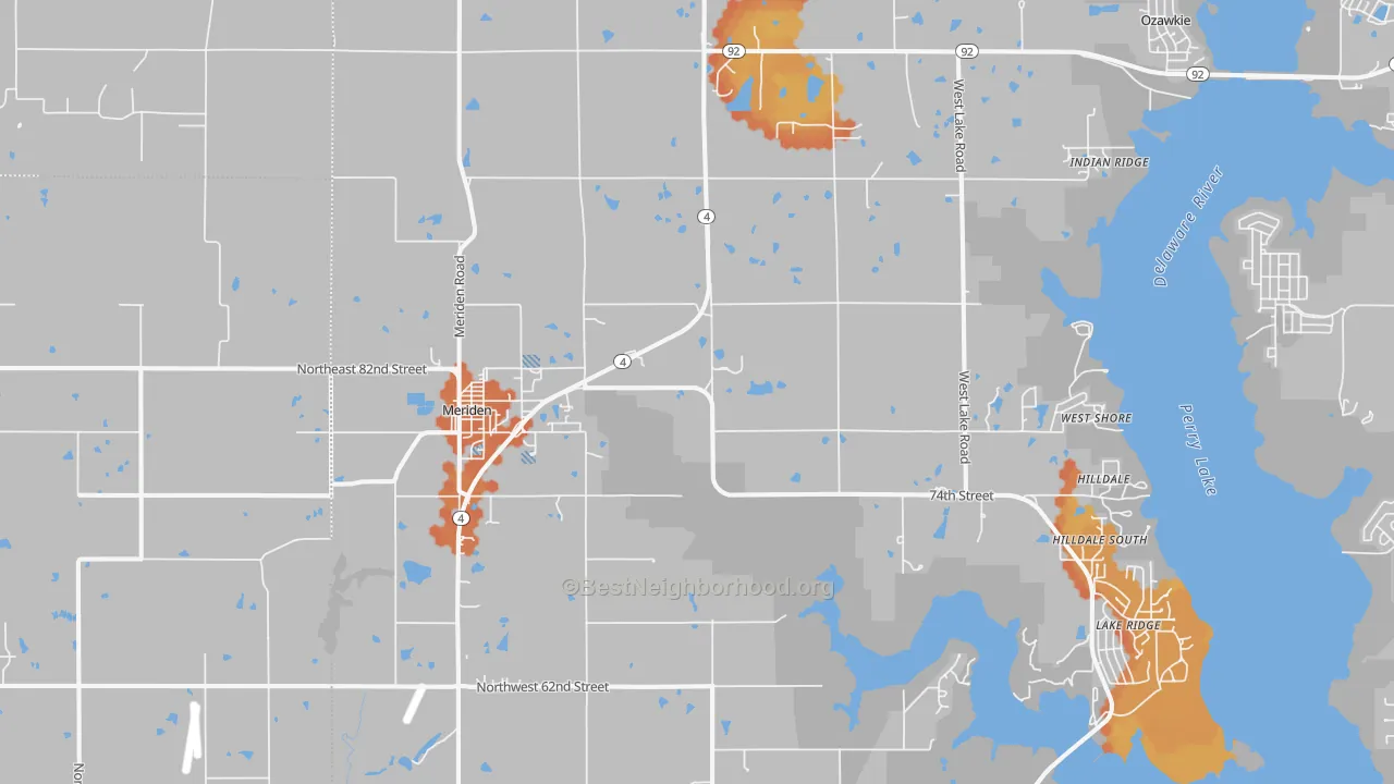Bike Grade map of Meriden, KS