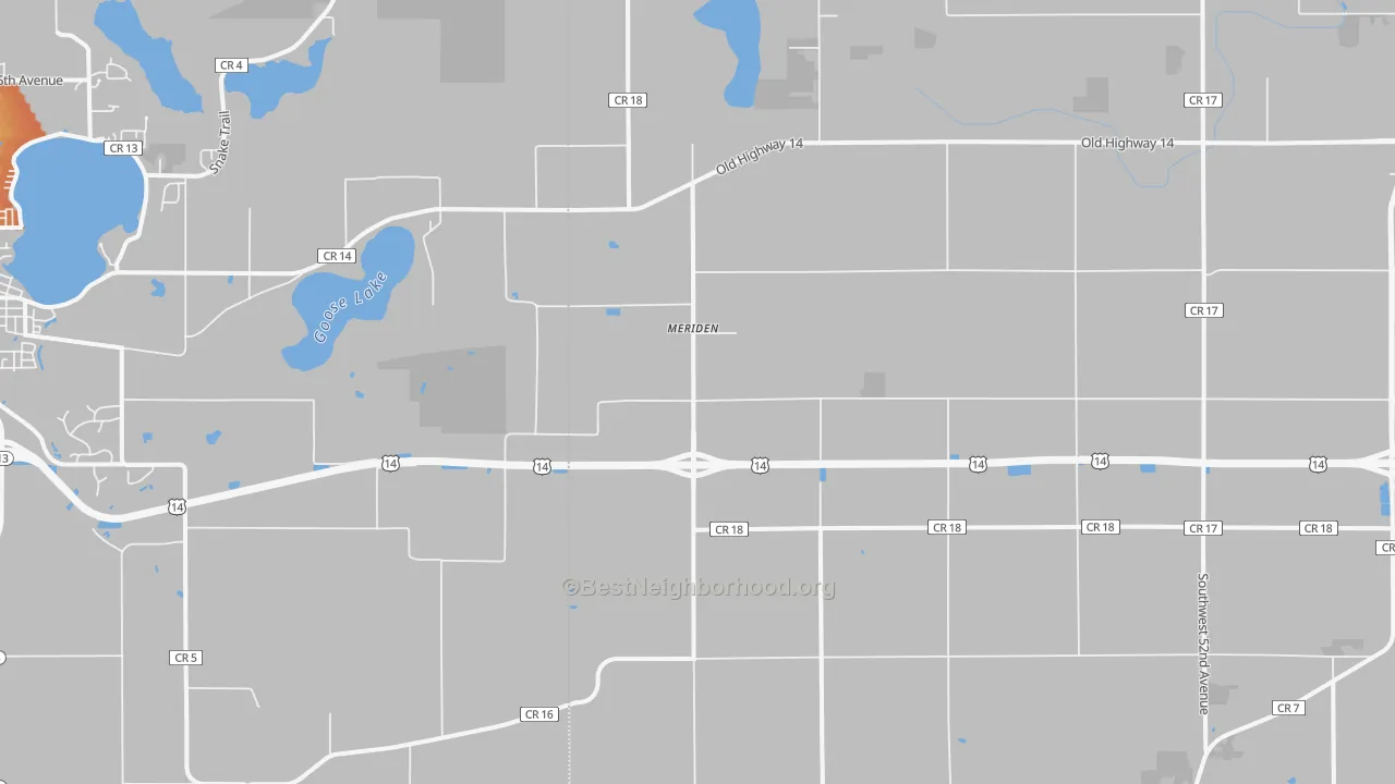 Bike Grade map of Meriden, MN