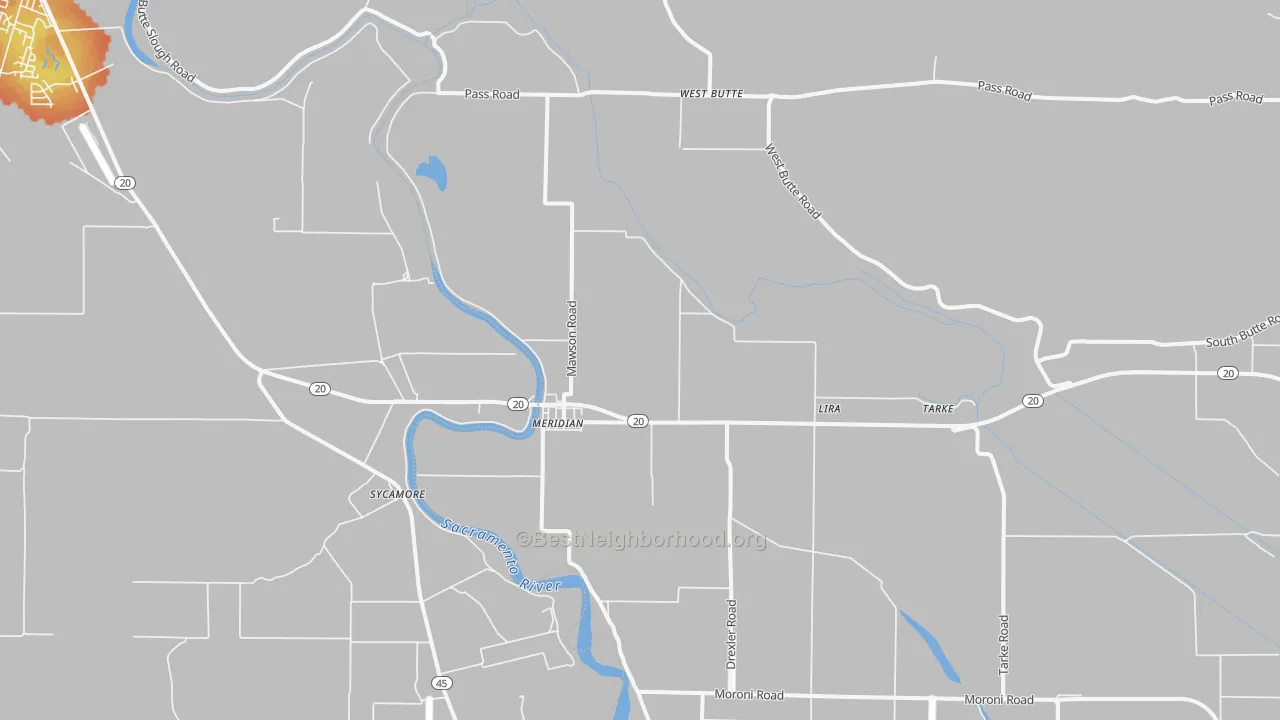 Bike Grade map of Meridian, CA