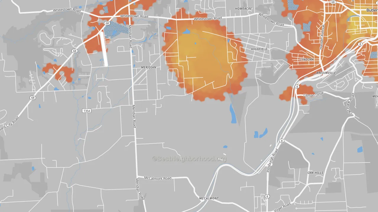 Bike Grade map of Meridian, PA