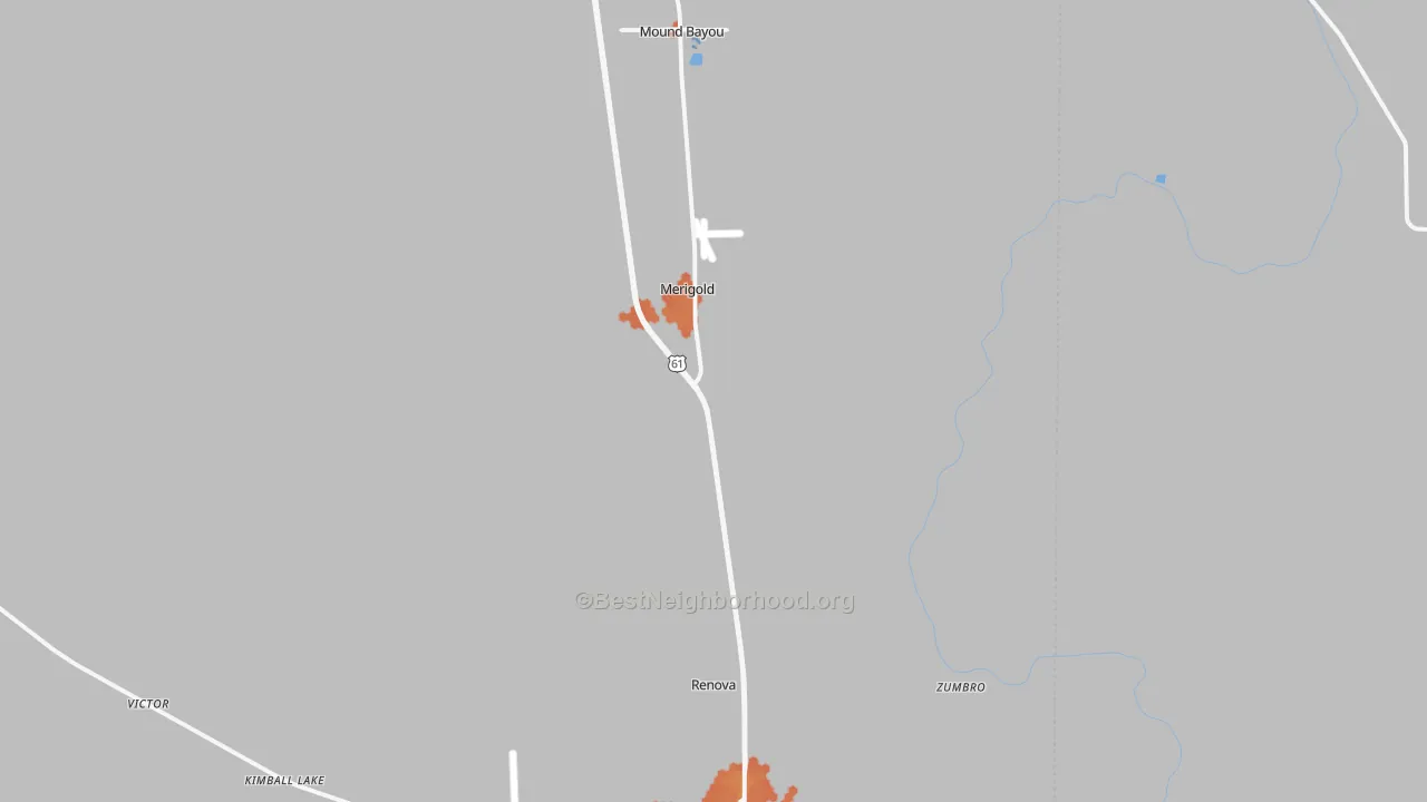 Bike Grade map of Merigold, MS