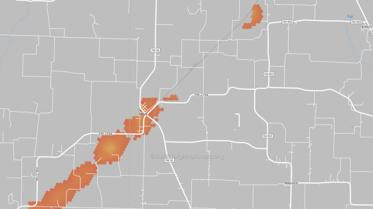 Bike Grade map of Merit, TX