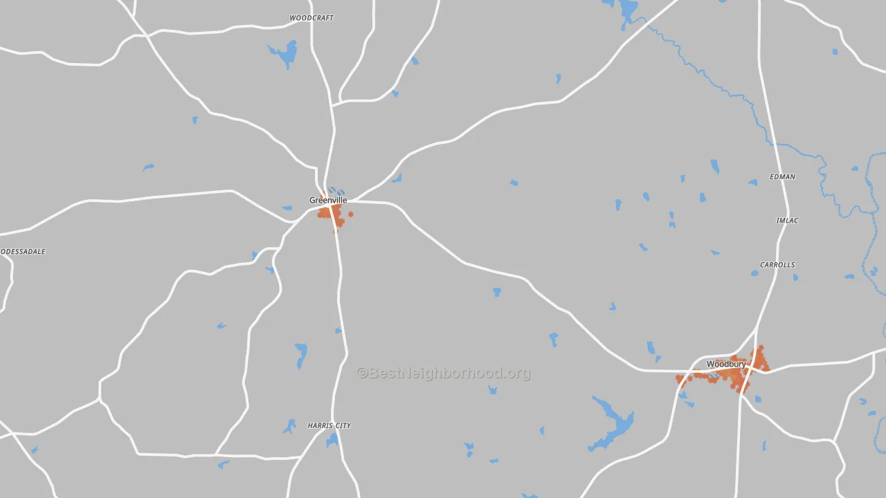 Bike Grade map of Meriwether County, GA