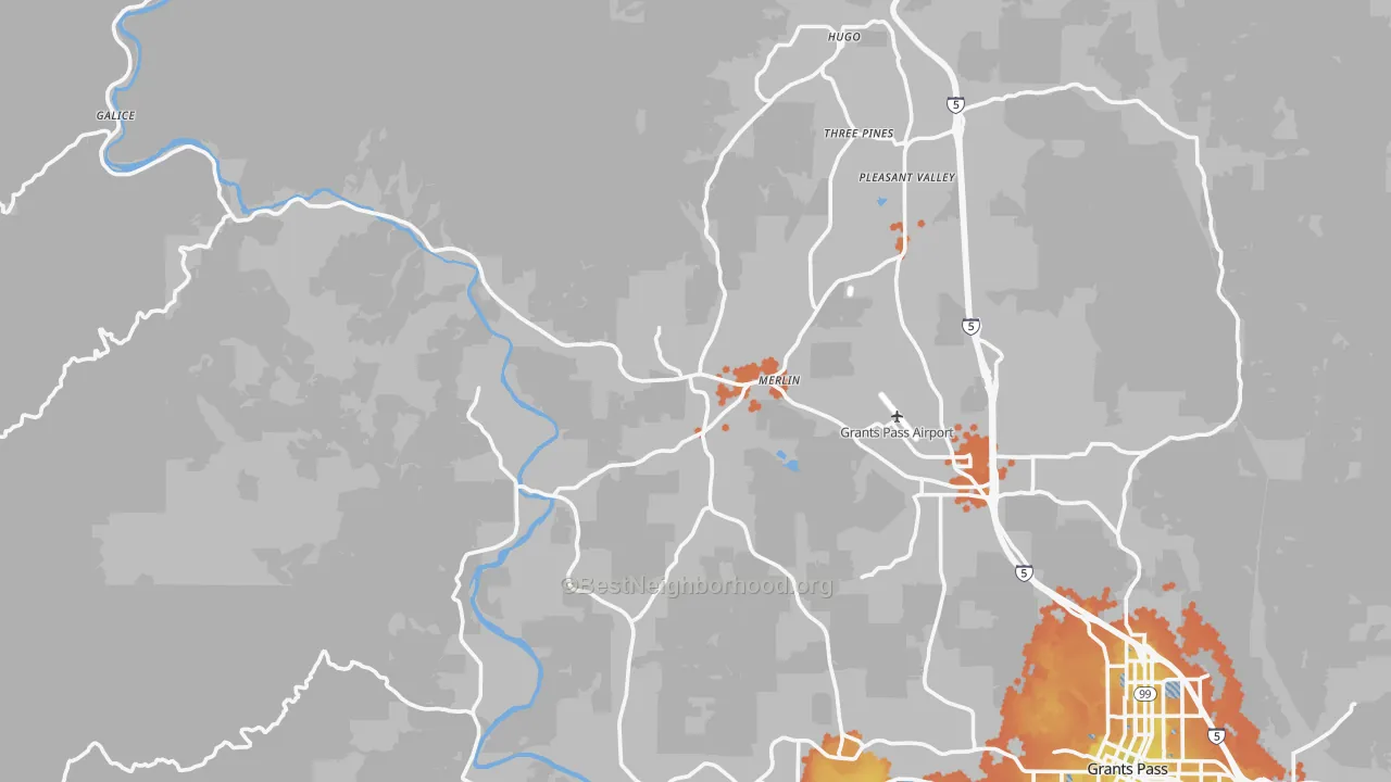 Bike Grade map of Merlin, OR