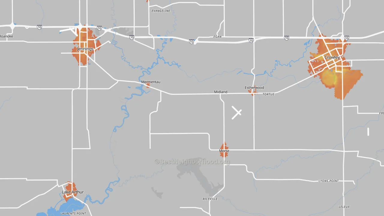 Bike Grade map of Mermentau, LA