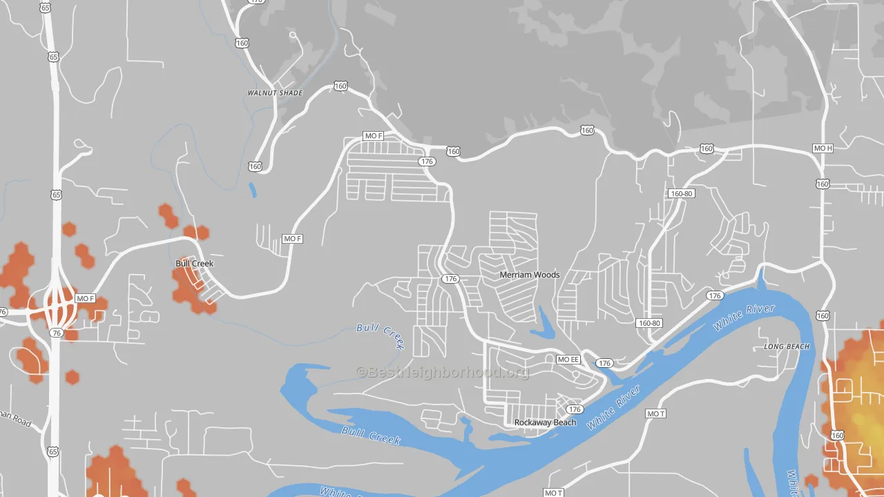 Bike Grade map of Merriam Woods, MO
