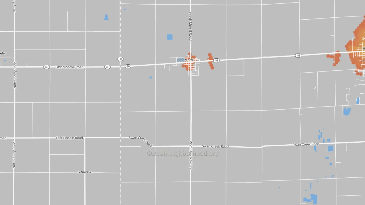 Bike Grade map of Merrill, MI