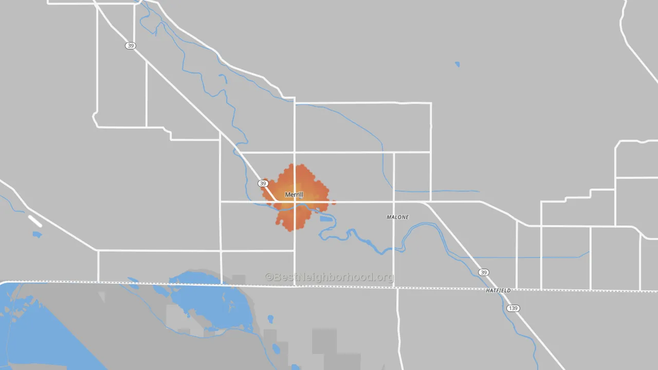 Bike Grade map of Merrill, OR