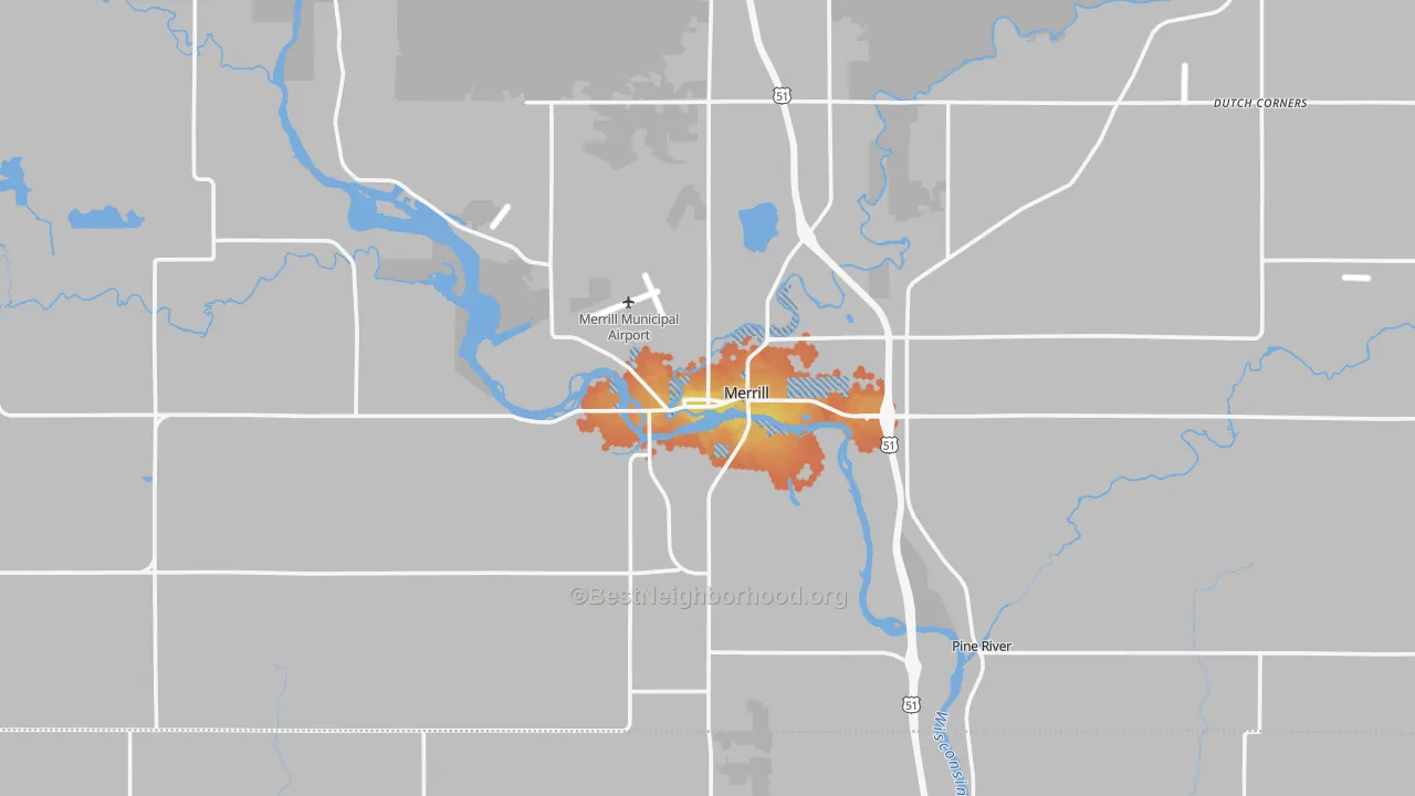 Bike Grade map of Merrill, WI