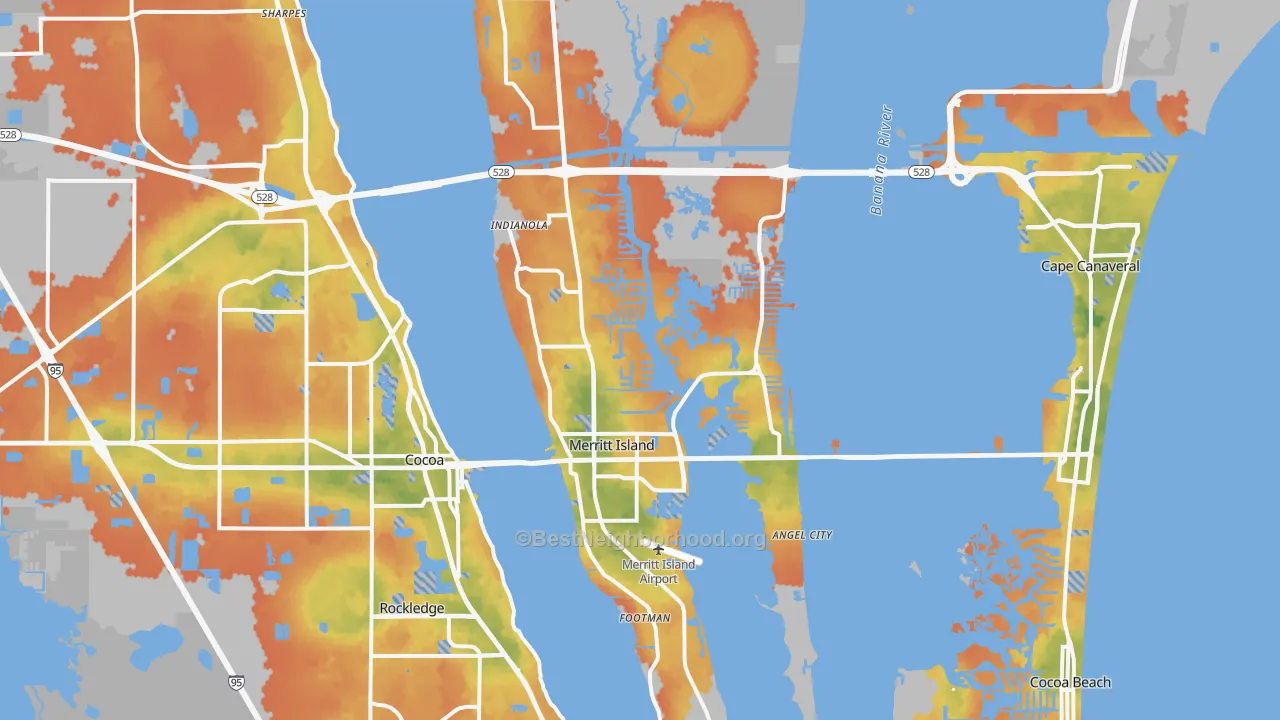 Bike Grade map of Merritt Island, FL