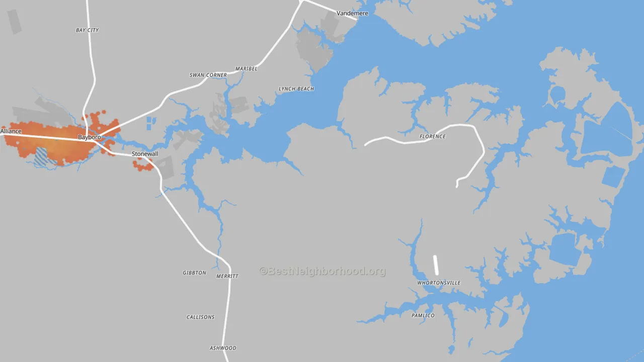 Bike Grade map of Merritt, NC