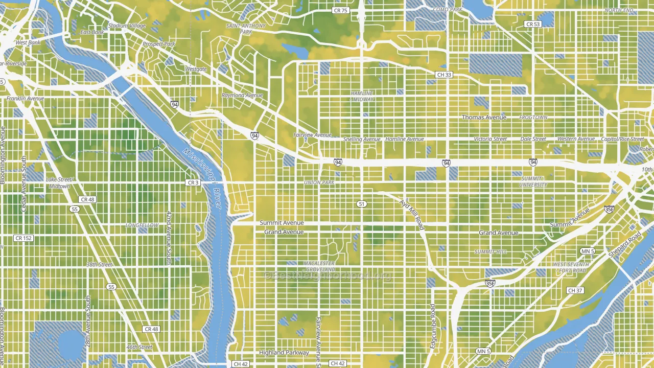 Bike Grade map of Merrlam Park, St. Paul, MN