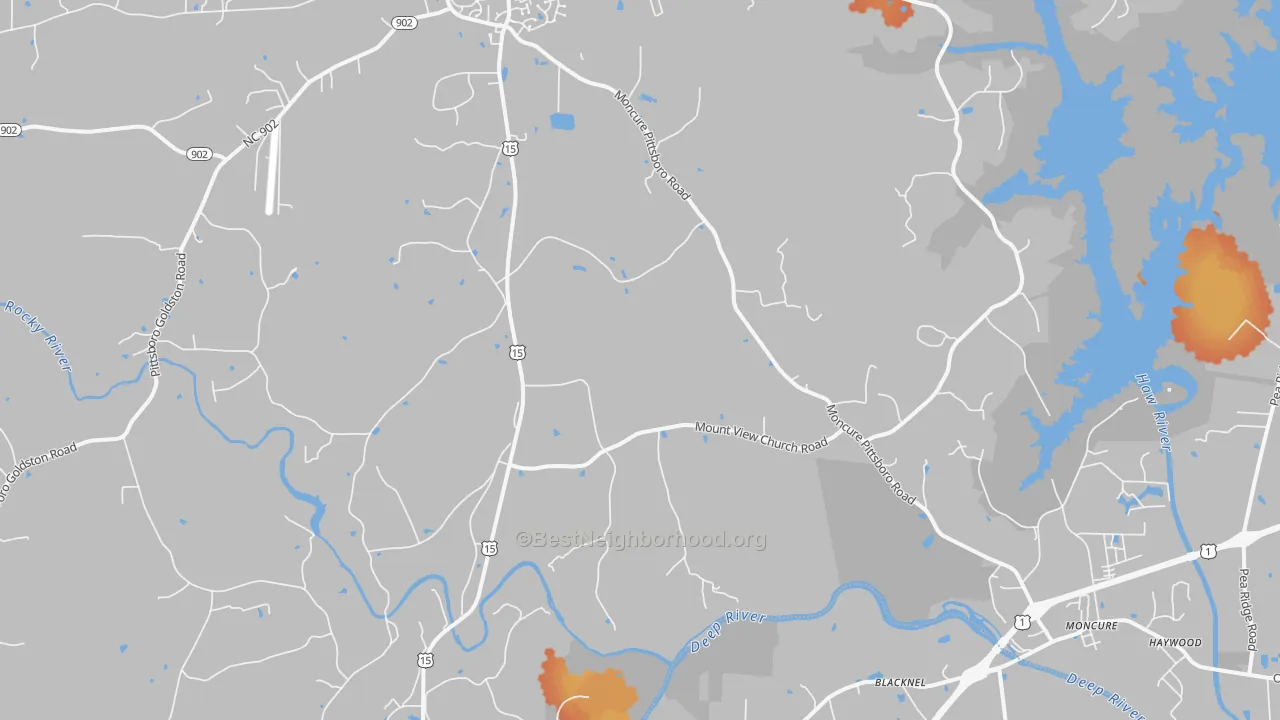 Bike Grade map of Merry Oaks, NC