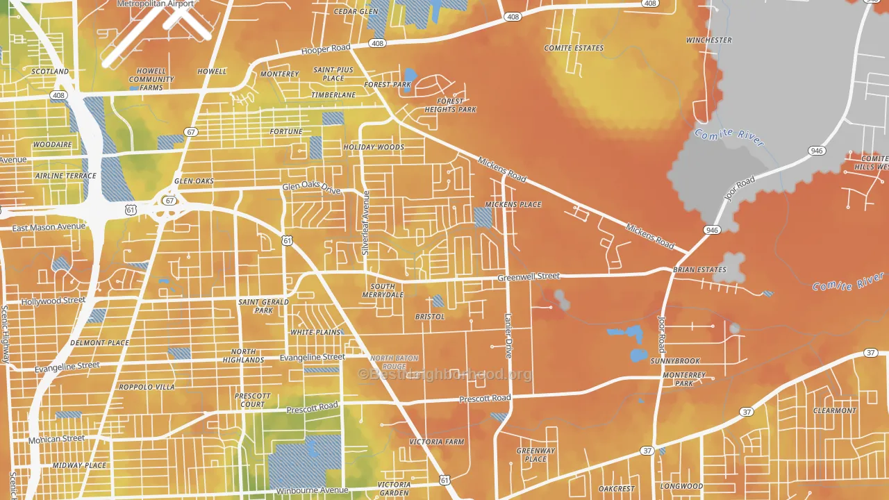 Bike Grade map of Merrydale, LA