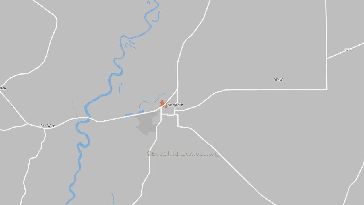 Bike Grade map of Merryville, LA