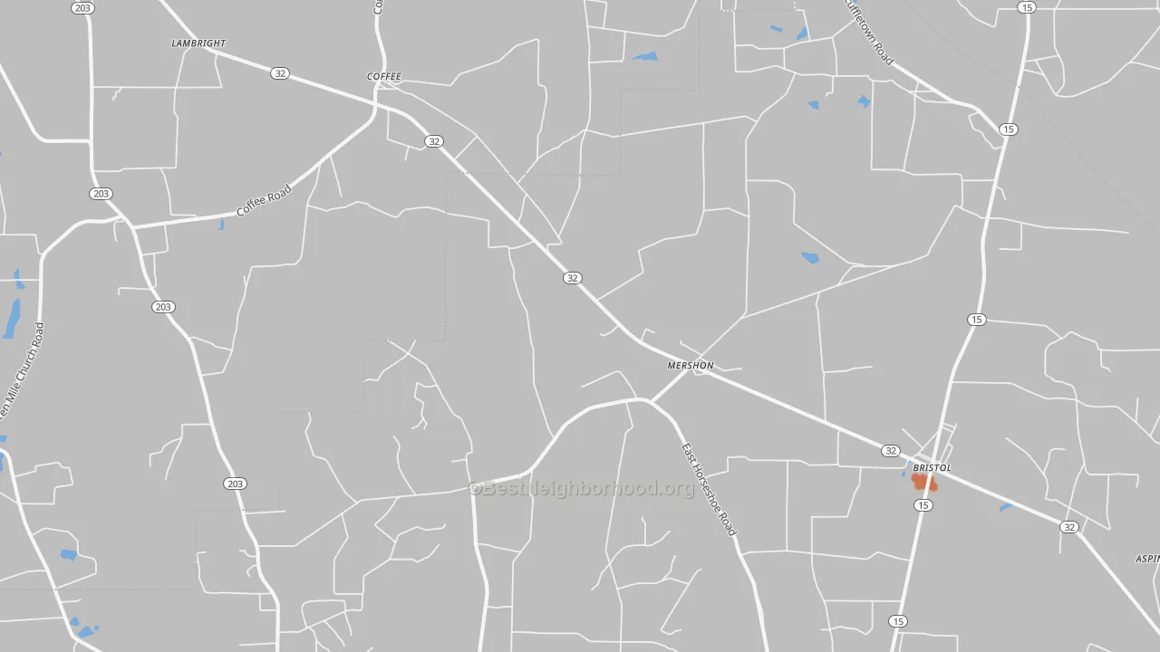 Bike Grade map of Mershon, GA