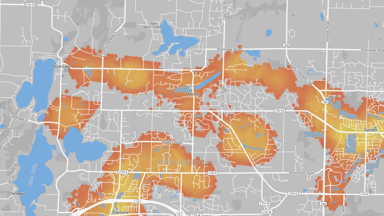Bike Grade map of Merton, WI