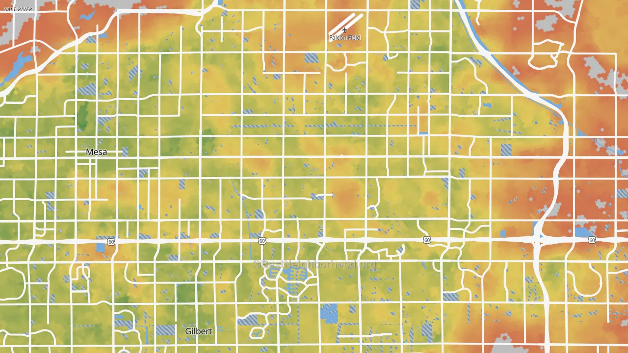 Bike Grade map of Mesa, AZ