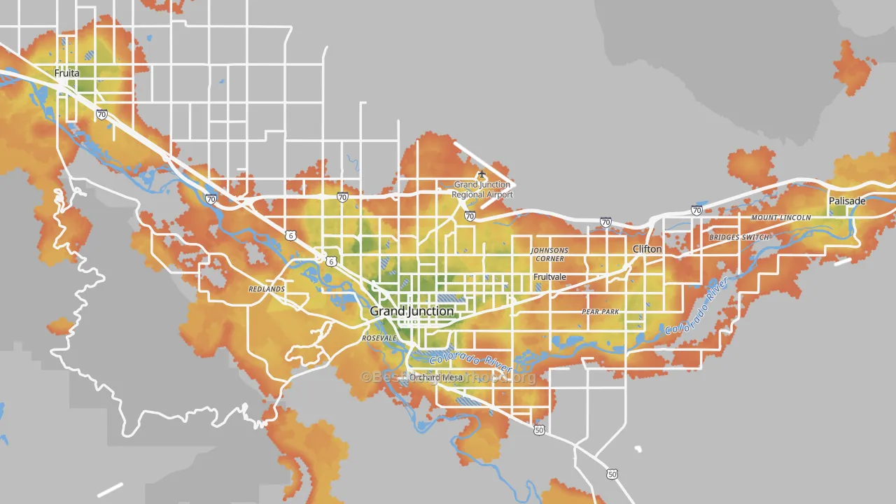 Bike Grade map of Mesa County, CO
