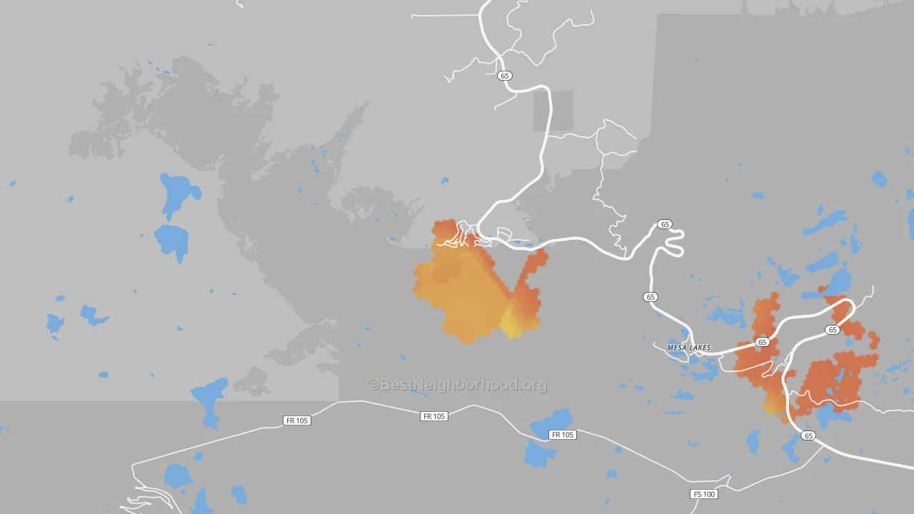 Bike Grade map of Mesa Lakes, CO